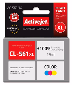 Activejet AC-561NX – trijų spalvų rašalo kasetė, pakeičia Canon CL-561XL, 18 ml, Supreme