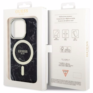 Guess GUHMP14XPCUMAK iPhone 14 Pro Max 6.7" juodas kietas dėklas Marble Magnetinis
