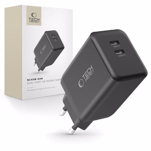 Tech-Protect NC45W-GAN 2-PORT PD45W sieninis įkroviklis - juodas