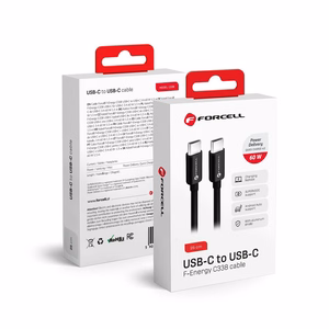 FORCELL F-ENERGY C338 kabelis Type C į Type C PD QC4.0 3A 60W 0,25 m juodas