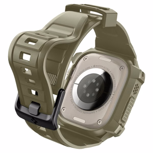 Spigen Rugged Armor Pro - Dirželis su dėklu, skirtas Apple Watch Ultra 49 mm (Vintage Khaki)