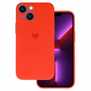 Silikoninis širdies dėklas telefonui Iphone 14 Plus, dizainas 1, raudonas