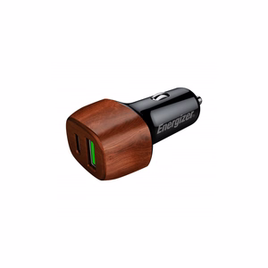 Energizer Ultimate D38WO automobilinis įkroviklis, USB-C + USB-A, 38 W PD + QC 3,0, riešutmedžio rašto
