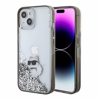 Karl Lagerfeld Liquid Glitter Choupette dėklas telefonui iPhone 15 - skaidrus