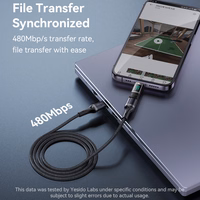 Yesido adapteris OTG GS24 - Type C (vyras) į Type C (moteris) - su LCD ekranu juodas