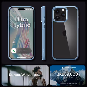 Dėklas telefonui Spigen Crystal Hybrid iPhone 15 Pro Max - skaidrus mėlynas (m)