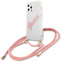 Guess Script Vintage iPhone 12 Pro Max 6.7" dėklas - rožinė