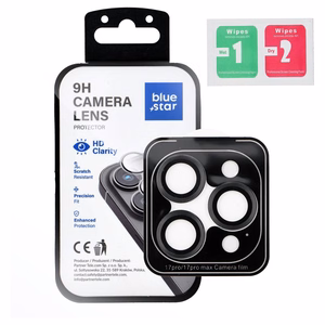 Tempered Glass Camera Lens Protector for iPhone 17 PRO / 17 PRO MAX Blue Star Easy Install black