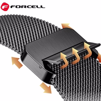 FORCELL F-DESIGN FA14 magnetinis nerūdijančio plieno dirželis APPLE laikrodžiui 42 / 44 / 45 / 49 mm juodas