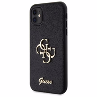Guess GUHCN61HG4SGK dėklas iPhone 11 / Xr - juodas blizgus užrašas Didelis 4G