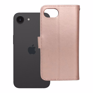 MEZZO Book dėklas telefonui IPHONE 16e (SE 4 2025) - meškiukas rožinė auksinė