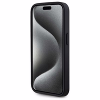 Karl Lagerfeld Odinė monograma Metalinis logotipas Magnetinis dėklas telefonui iPhone 15 Pro - juodas