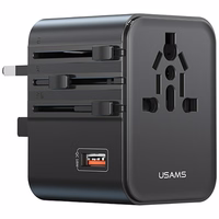 Tinklo įkroviklis USAMS Travel Adapter CC309 2xUSB-C 25W 4w1 US/AU/EU/UK juodas