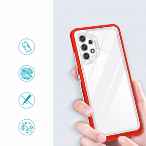 Skaidrus 3in1 dėklas Samsung Galaxy A72 4G rėmelio gelinis dangtelis raudonas