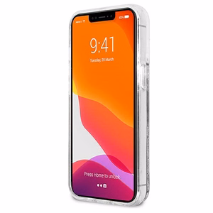 Karl Lagerfeld Skystas blizgučiai Choupette Fun dėklas telefonui iPhone 13 Pro Max 6.7" - sidabrinis