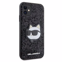 Karl Lagerfeld KLHCN61G2CPK iPhone 11 / Xr 6.1" juodas kietas dėklas Blizgučiai Choupette Emblema