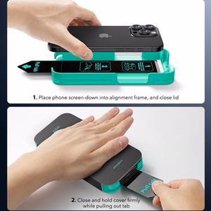 ESR Armorite grūdintas stiklas iPhone 16 su aplikaoriu - su juodu rėmeliu