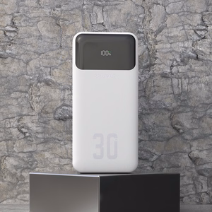 Dudao K15Max 30000mAh PD 22,5W išorinė baterija su USB-C ir Lightning laidais - balta