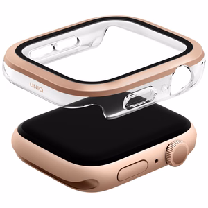 Uniq Voute dėklas su grūdintu stiklu Apple Watch 10 46 mm - rožinis auksas