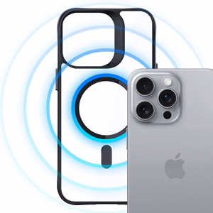 3mk Satino šarvuotas Magnetinis dėklas su MagSafe iPhone 16 Pro Max - skaidrus su juodu rėmeliu
