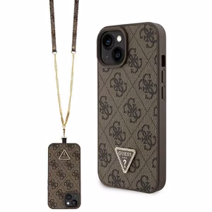 Guess GUHCP15MP4TDSCPW iPhone 15 Plus 6.7" коричневый/коричневый жёсткий чехол Crossbody 4G Metal Logo