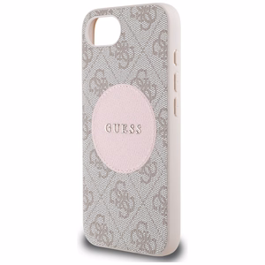 Guess 4G Circle Classic Logo Magnetinis dėklas telefonui iPhone 16e - rožinė