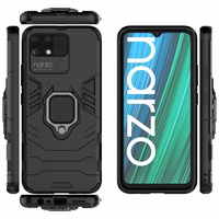 Ring Armor tvirtas hibridinis dėklas su magnetiniu laikikliu Realme Narzo 50A Juodas