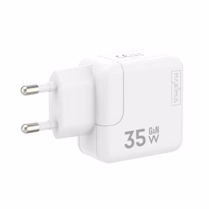 Sieninis įkroviklis MX BURST GaN PD 35W, 2xUSB-C + C/Lightning PD laidas 20W baltas