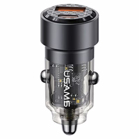 USAMS Automobilinis įkroviklis C39 USB+USB-C 60W Fast Charge juodas CC208CC01 (US-CC208)