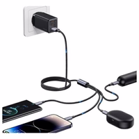 USAMS laidas 4in1 2xUSB-C/Lightning/MicroU SB 15W 1,2m Aluminum Alloy Data Cable Sufeng Series SJ739USB101 (US-SJ739)