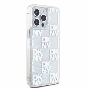 DKNY Skystas blizgučių daugialogotipis dėklas telefonui iPhone 15 Pro Max - balta