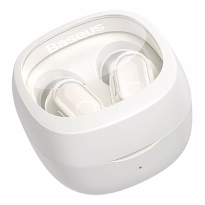 Belaidės ausinės "Baseus Bowie WM02 TWS", "Bluetooth 5.0" (baltos spalvos)