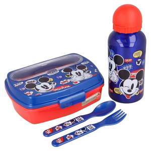 Mickey Mouse pietų dėžutės rinkinys su 400 ml gertuve ir stalo įrankiais