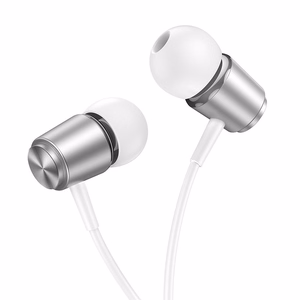 HOCO laidinės ausinės Jack 3,5 mm su mikrofonu M108 sidabrinės