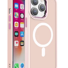 Magnetinis spalvotas matinė dėklas telefonui iPhone 15 Pro Max - rožinė