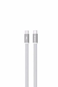Devia Ultra3 USB-C PD 240W metalinis pintas plokščias greito įkrovimo laidas 1,5 m baltas