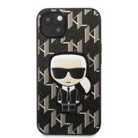 Karl Lagerfeld KLHCP13SPMNIKBK iPhone 13 mini 5.4" kietas dėklas juodas/juodas Monograma Ikonik Pleistras