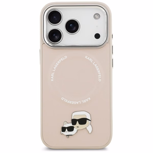 Karl Lagerfeld Karl & Choupette Pins MagSafe dėklas telefonui iPhone 17 Pro Max - rožinis