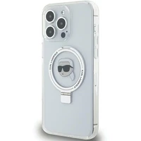 Karl Lagerfeld KLHMP15XHMRSKHH iPhone 15 Pro Max 6.7" baltas kietas dėklas su stovu Karl Head MagSafe