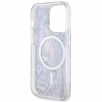 Guess GUHMP14XHLEOPWP iPhone 14 Pro Max 6.7" rožinis kietas dėklas Leopard Magnetinis