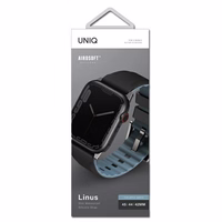 UNIQ dirželis Linus Apple Watch Series 1/2/3/4/5/6/7/8/9/SE/SE2/Ultra/Ultra 2 42/44/45/49mm. Airosoft Silikoninis juodas/juodas