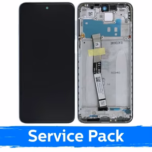 Ekranas skirtas Xiaomi Redmi Note 9S (Note 9 Pro) su rėmeliu / Glacier White / (Service Pack)