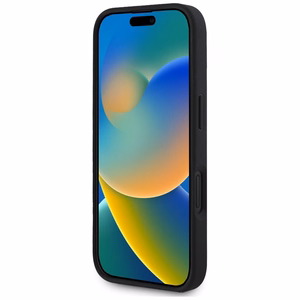 Guess grūdėtas didelis 4G logotipas mažas klasikinis logotipas dėklas iPhone 16 - juodas