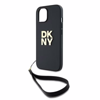 DKNY Dėklas telefonui su dirželiu ir logotipu iPhone 14 / 15 / 13 - juodas
