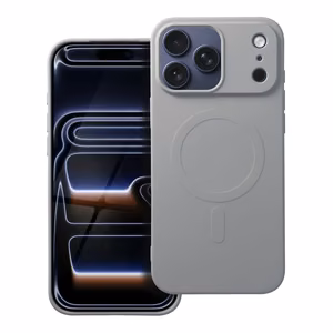 Silikoninis Magnetinis dėklas telefonui (su didele anga), suderinamas su MagSafe, skirtas iPhone 17 Pro Max, titano spalvos