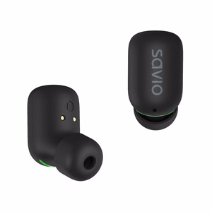 Savio TWS-09 IPX5 belaidės in-ear ausinės muzikai Bluetooth juodos