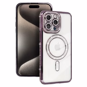 Bling Magsafe чехол для Iphone 15 Pro фиолетовый