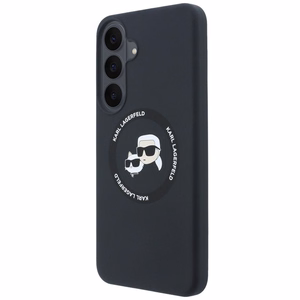 Karl Lagerfeld Silicone Karl&Choupette Heads MagSafe dėklas Samsung Galaxy S26 FE – juodas