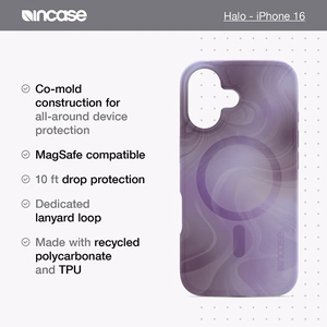 Incase Halo Case dėklas su MagSafe, skirtas iPhone 16, „Oil Slick Lilac“ spalvos