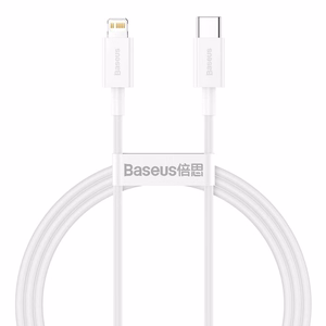 USB kabelis Baseus Superior iš Type-C į Lightning PD 20W 1.0m baltas CATLYS-A02